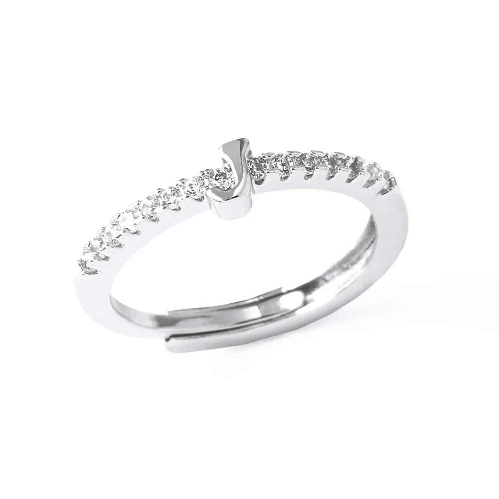 Anillo ajustable con inicial para mujer - letra 