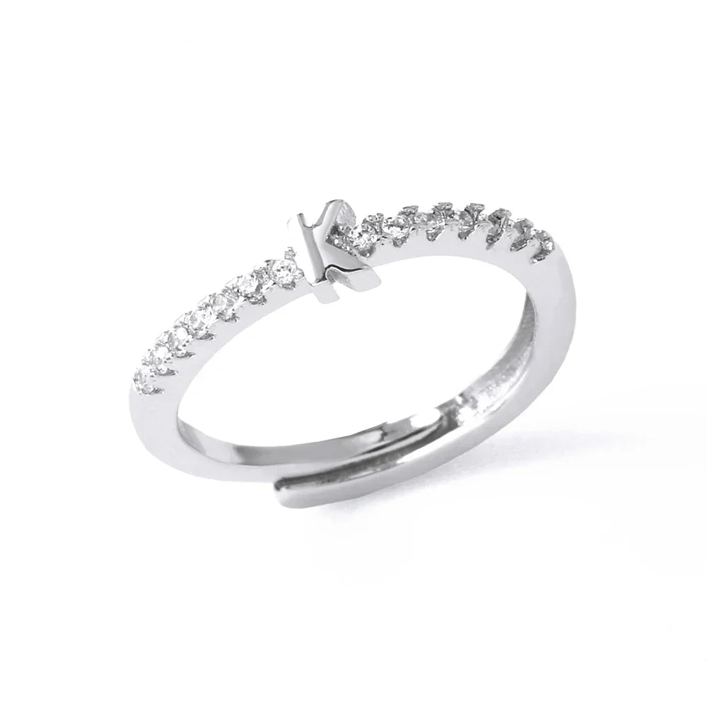 Anillo ajustable con inicial para mujer - letra 