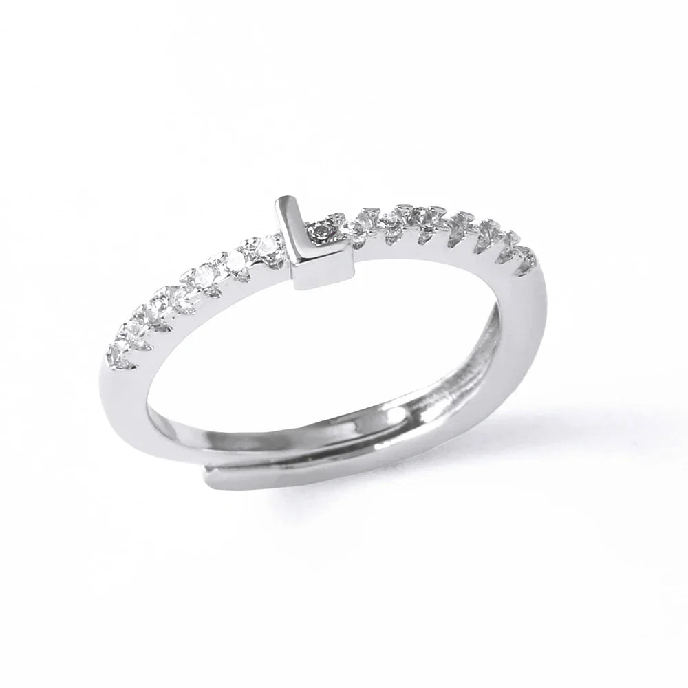 Anillo ajustable con inicial para mujer - letra 
