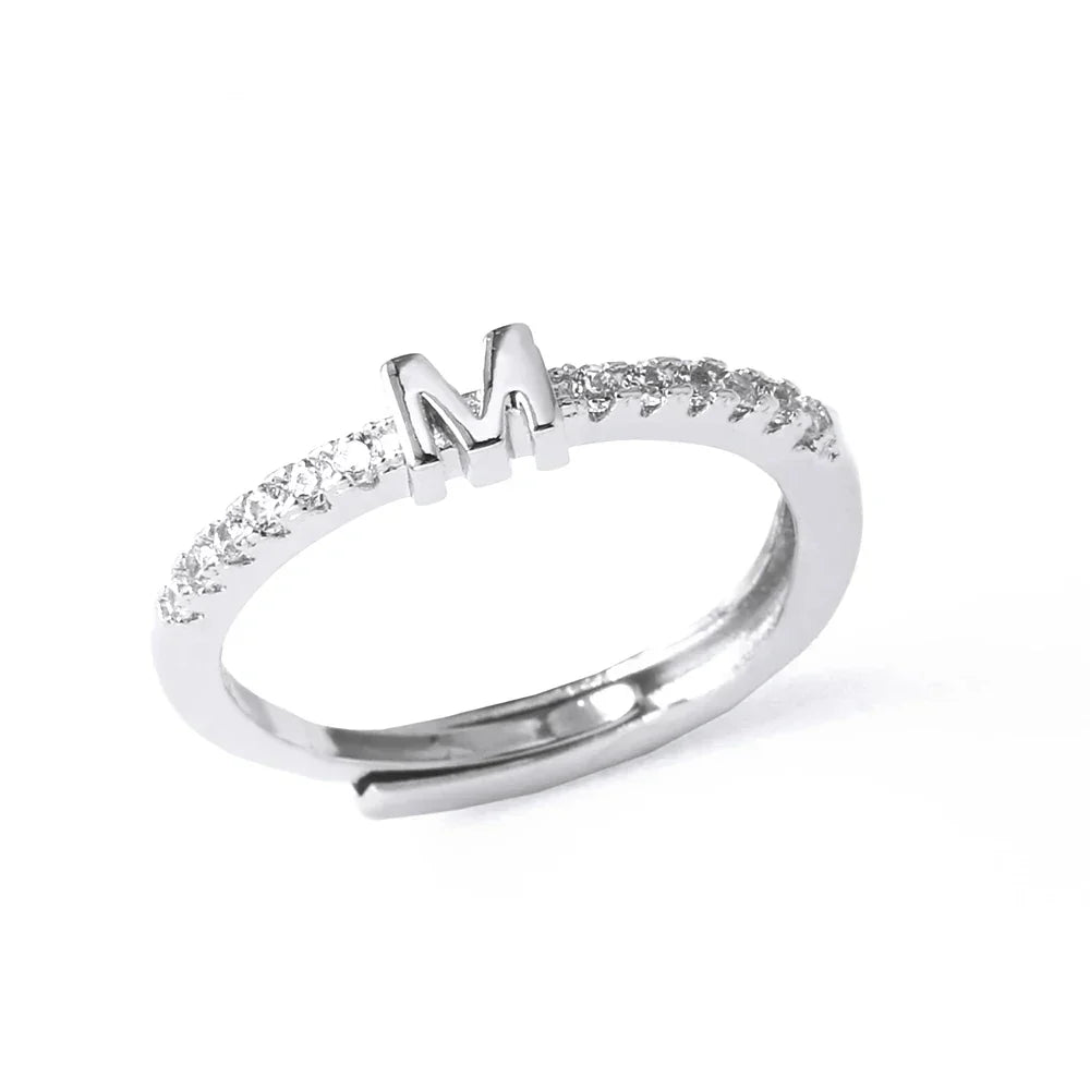 Anillo ajustable con inicial para mujer - letra 