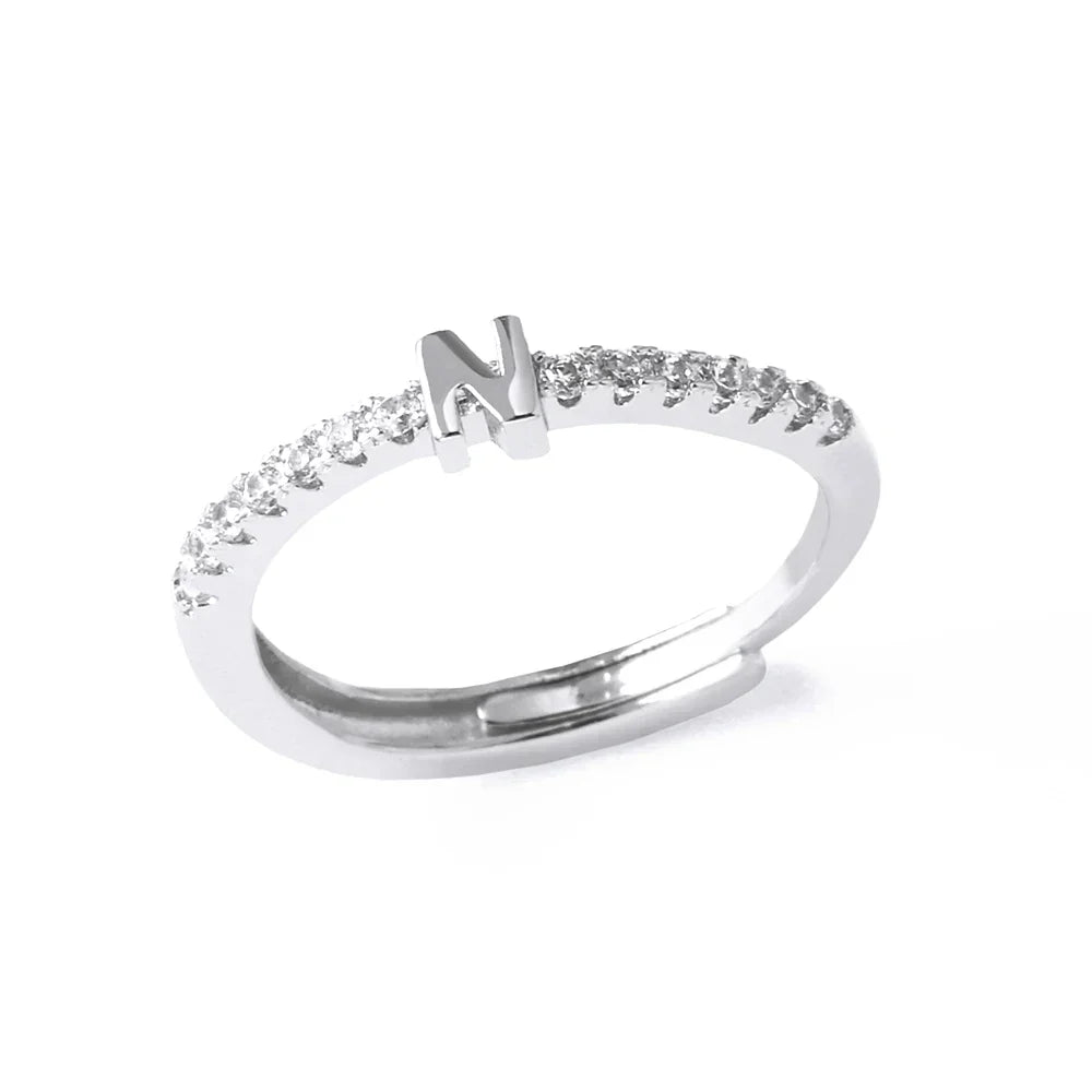 Anillo ajustable con inicial para mujer - letra 