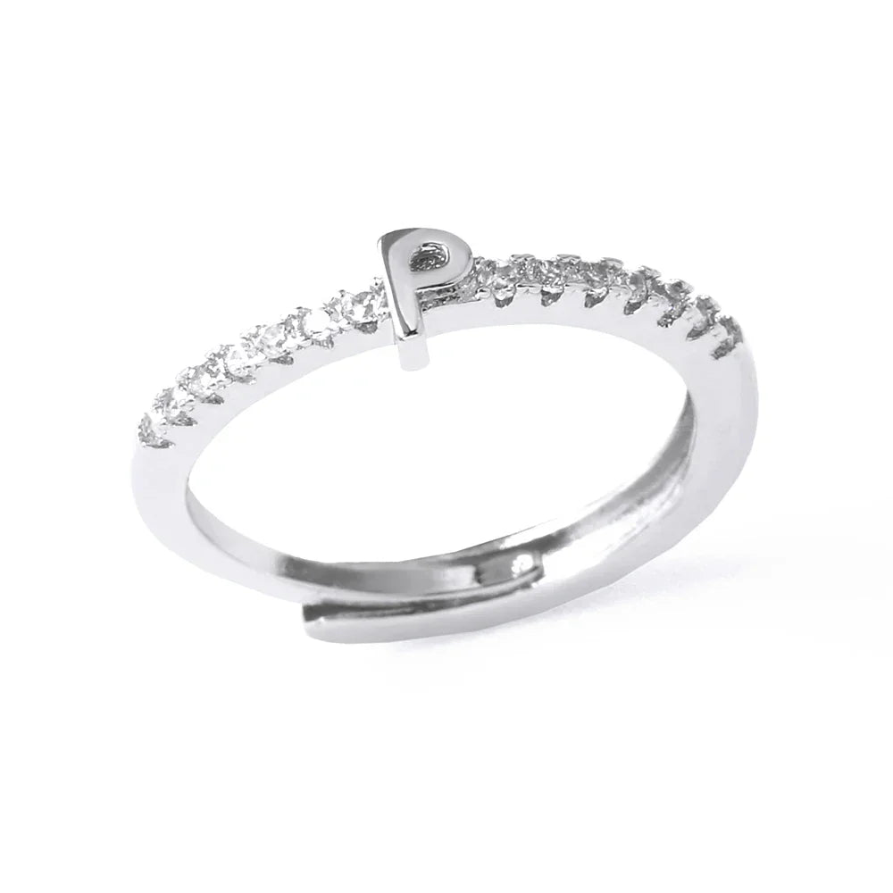 Bague ajustable pour femme avec initiale - lettre