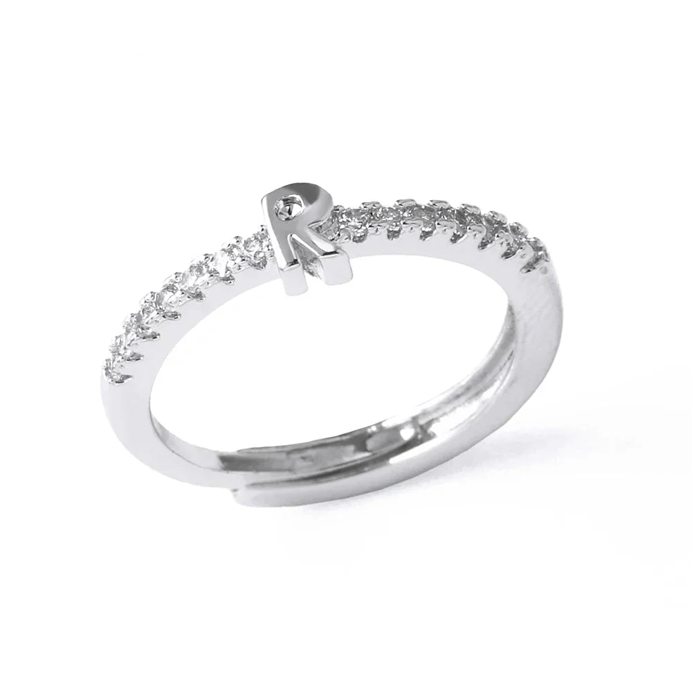 Anillo ajustable con inicial para mujer - letra 