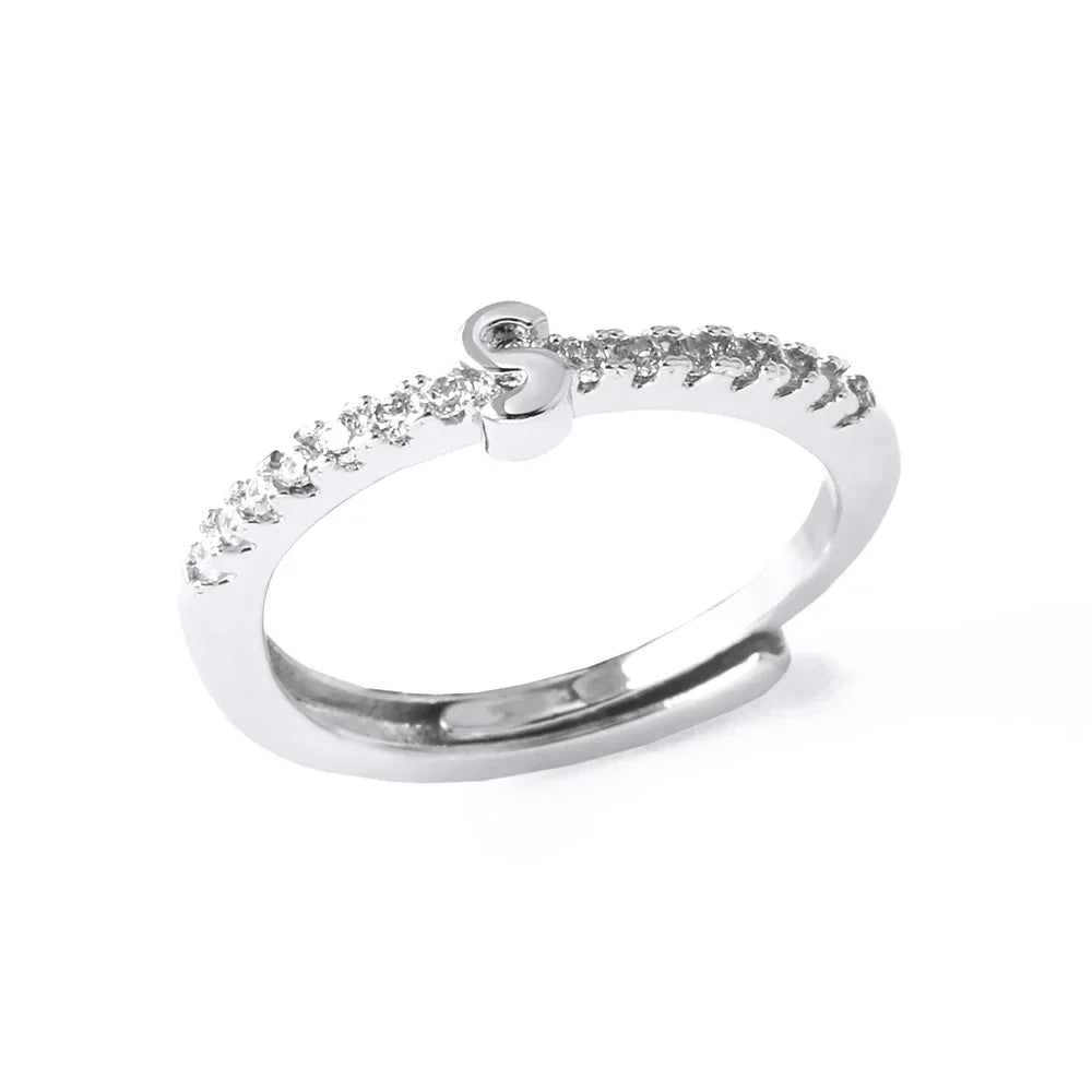 Anillo ajustable con inicial para mujer - letra 