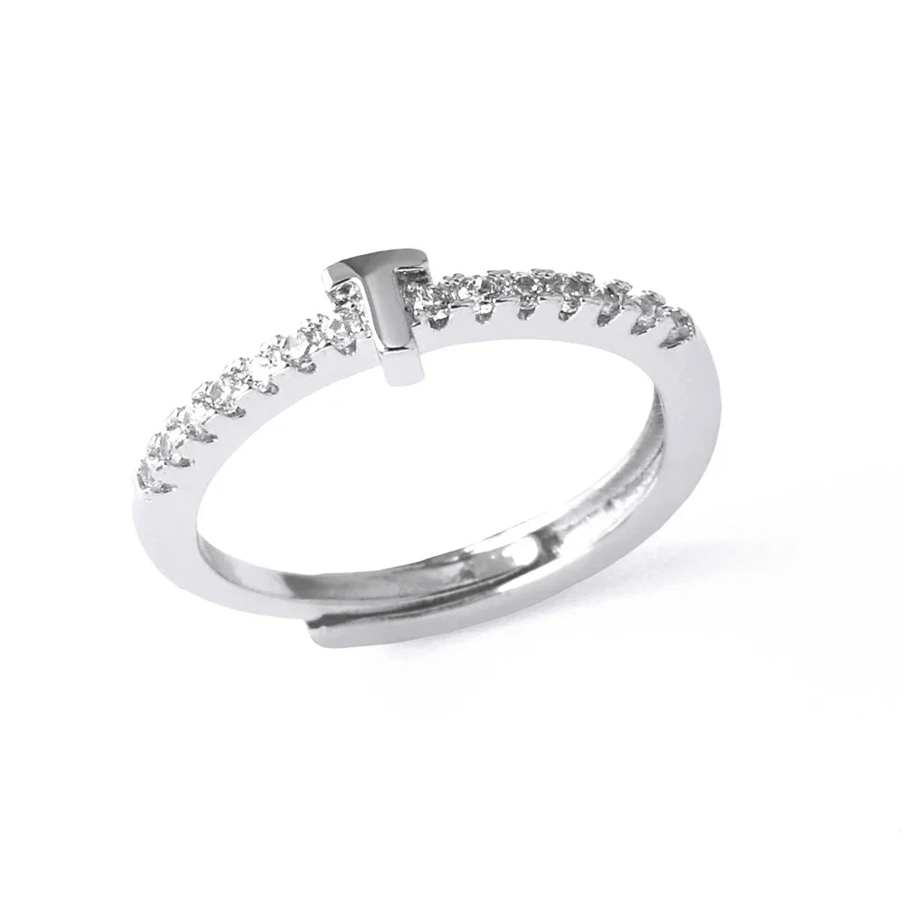 Anillo ajustable con inicial para mujer - letra 