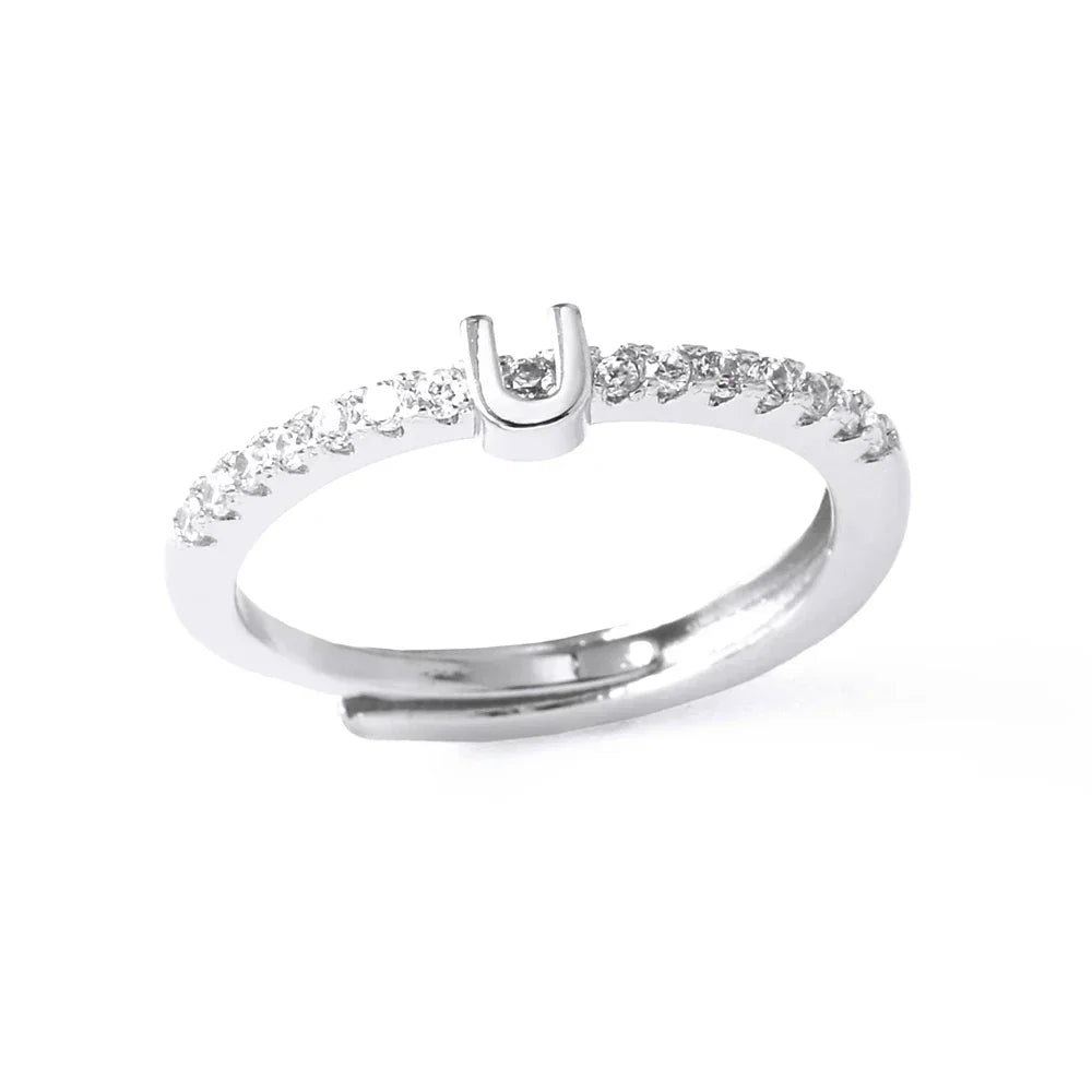 Bague ajustable pour femme avec initiale - lettre