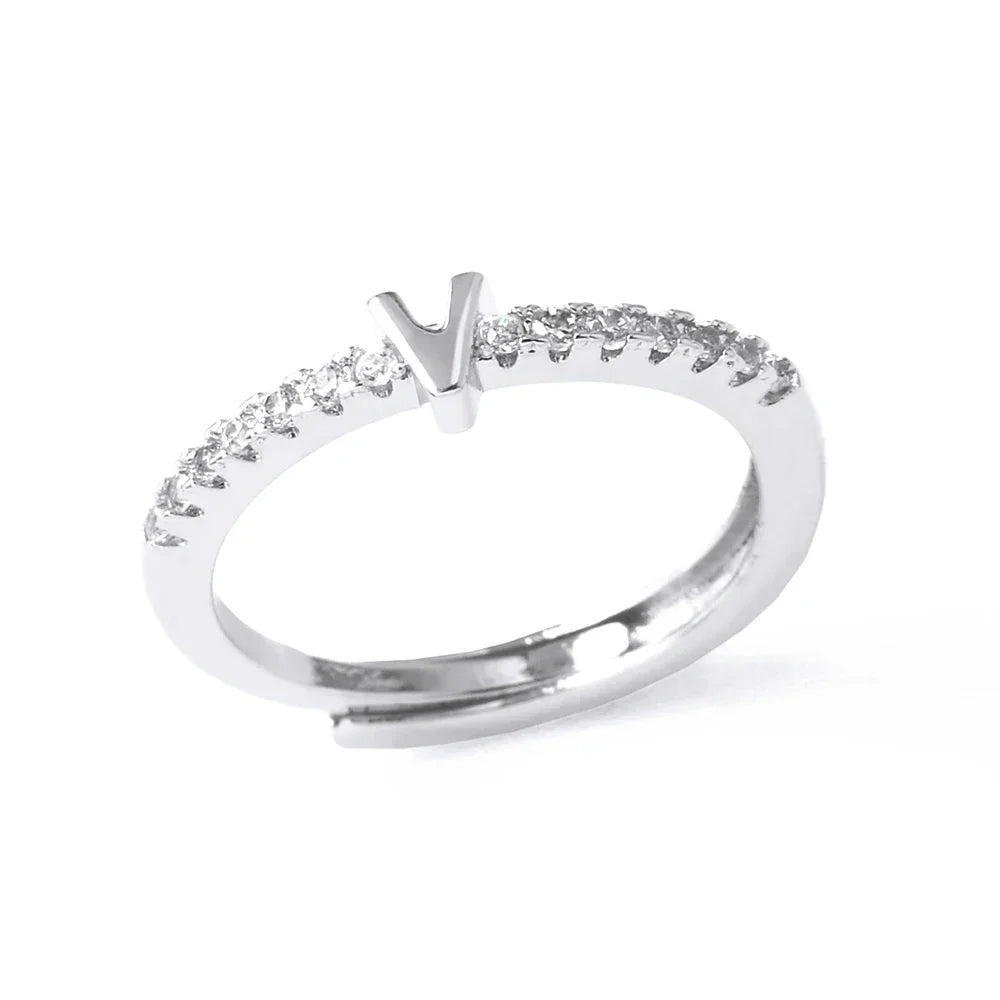 Anillo ajustable con inicial para mujer - letra 
