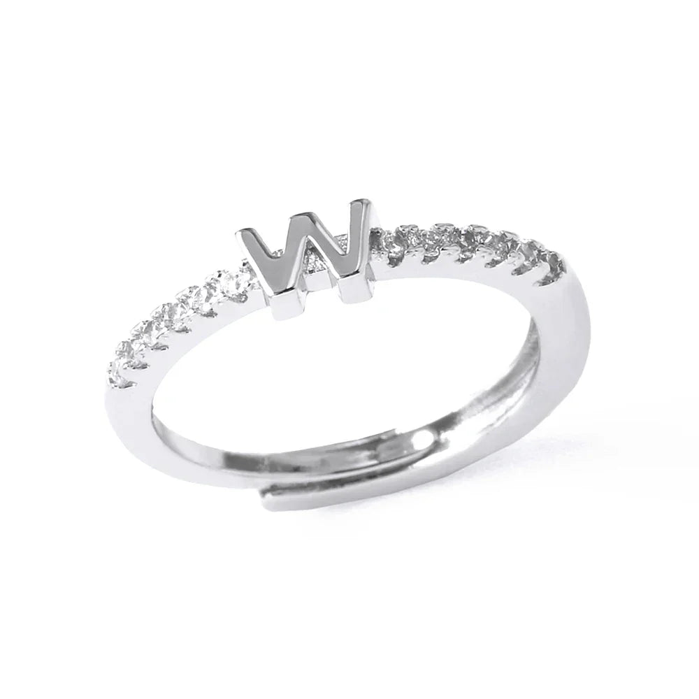 Anillo ajustable con inicial para mujer - letra 
