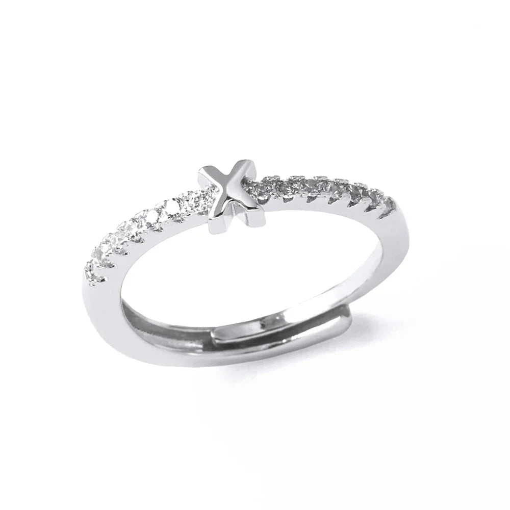 Anillo ajustable con inicial para mujer - letra 