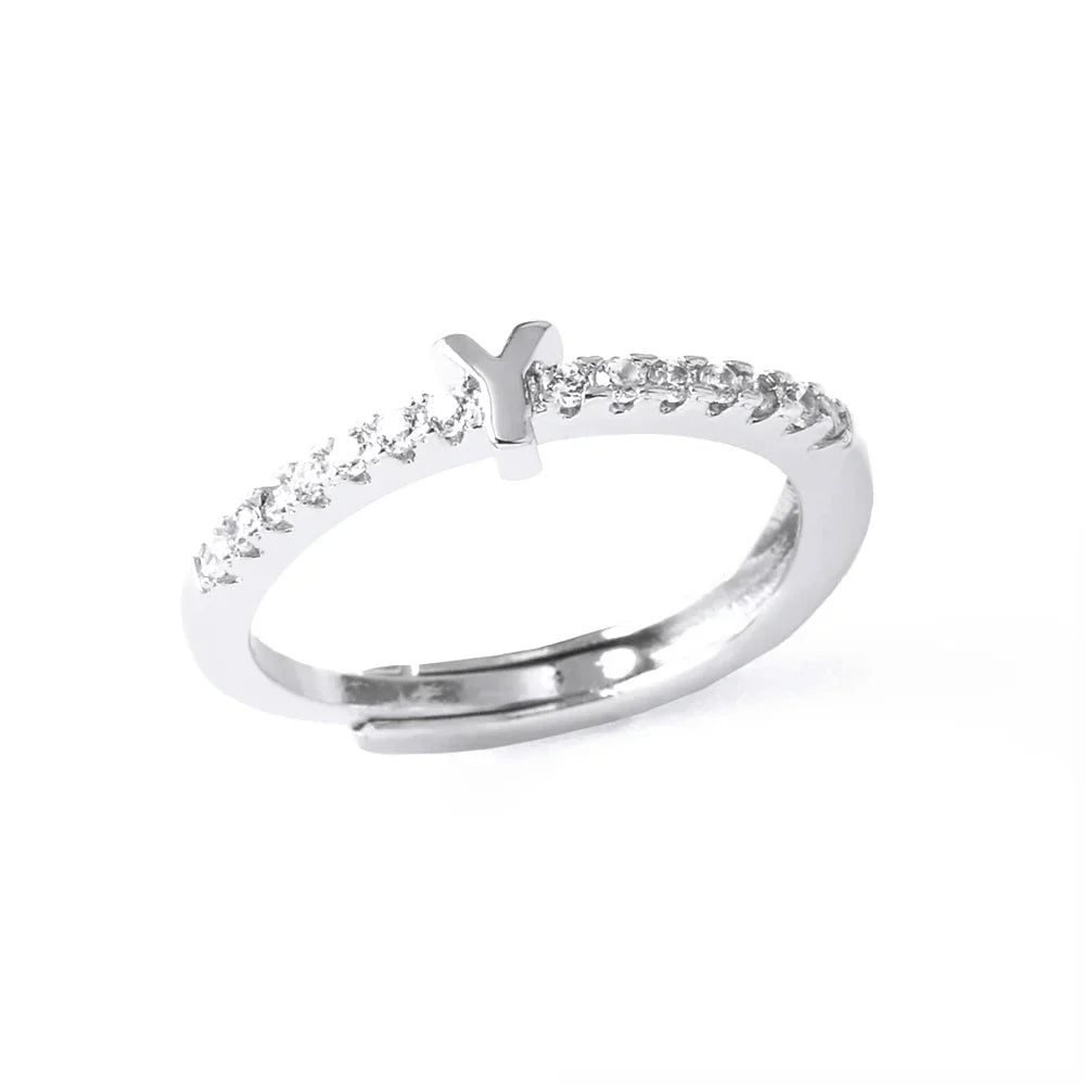 Anillo ajustable con inicial para mujer - letra 