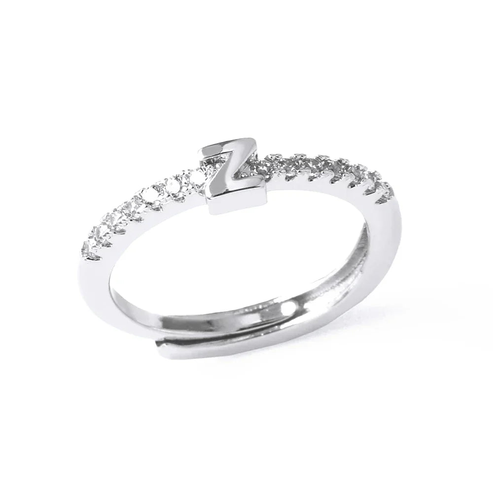 Anillo ajustable con inicial para mujer - letra 