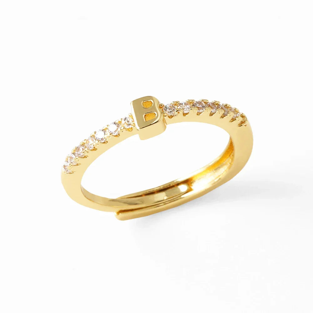 Bague ajustable pour femme avec initiale - lettre
