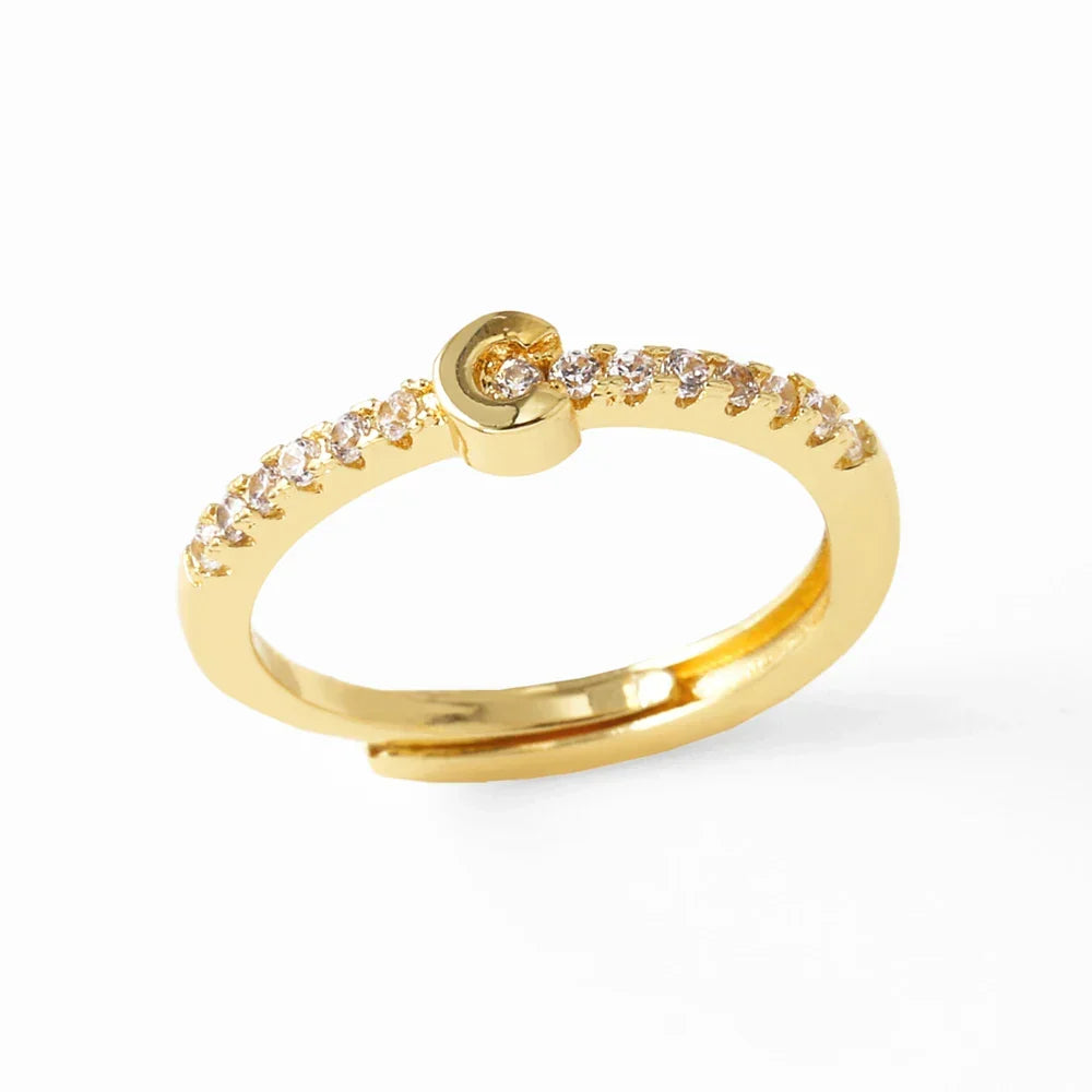 Anillo ajustable con inicial para mujer - letra 