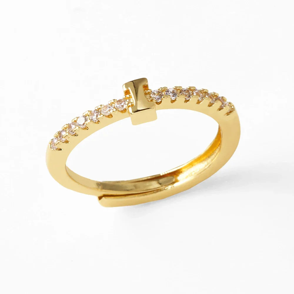 Anillo ajustable con inicial para mujer - letra 