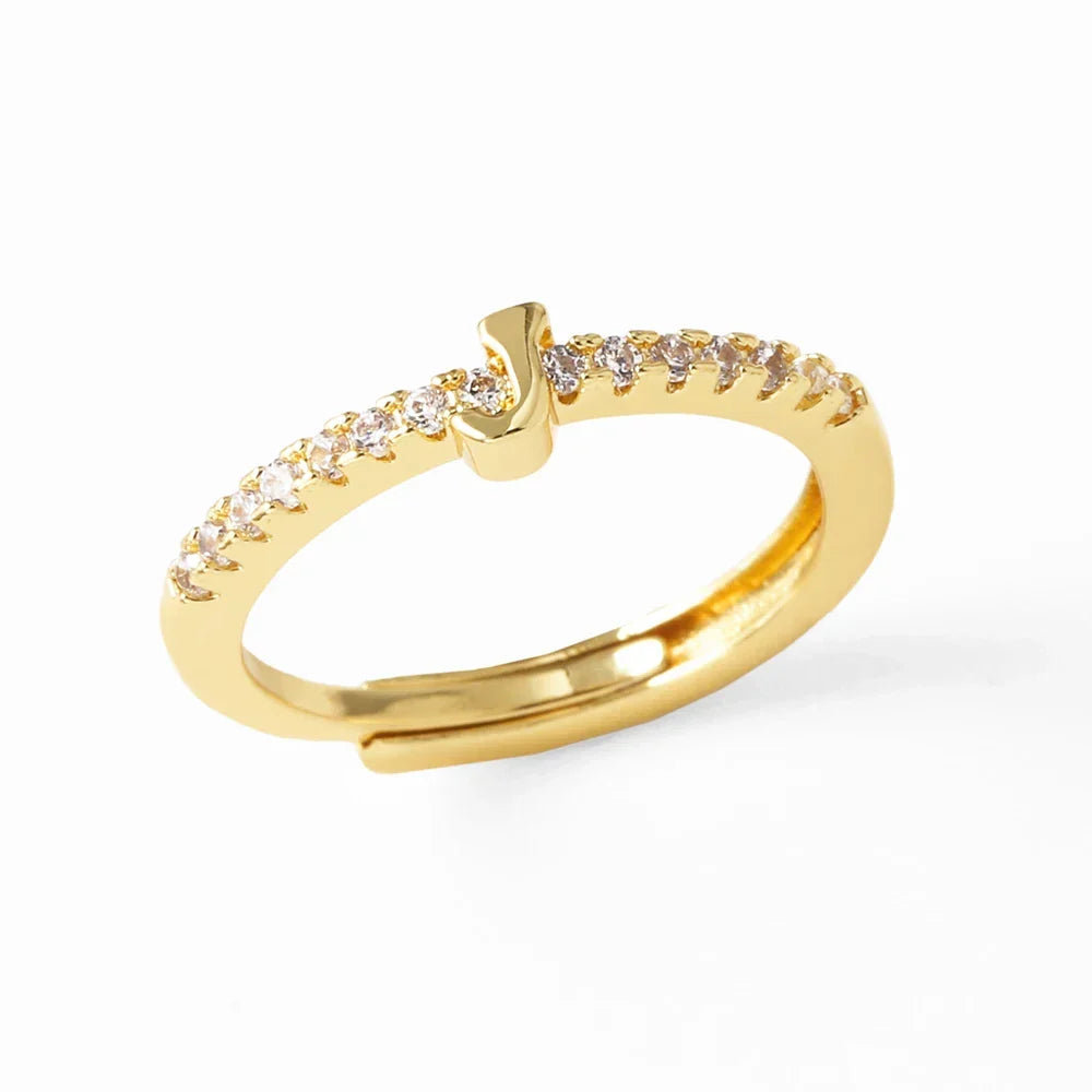 Anillo ajustable con inicial para mujer - letra 