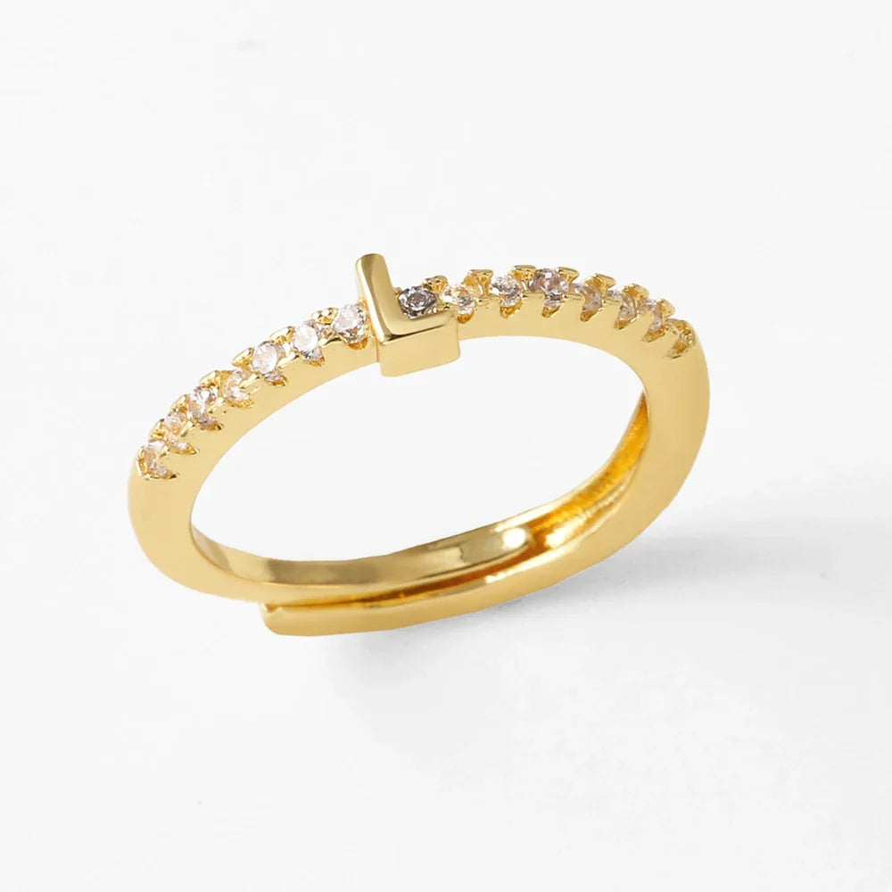 Anillo ajustable con inicial para mujer - letra 