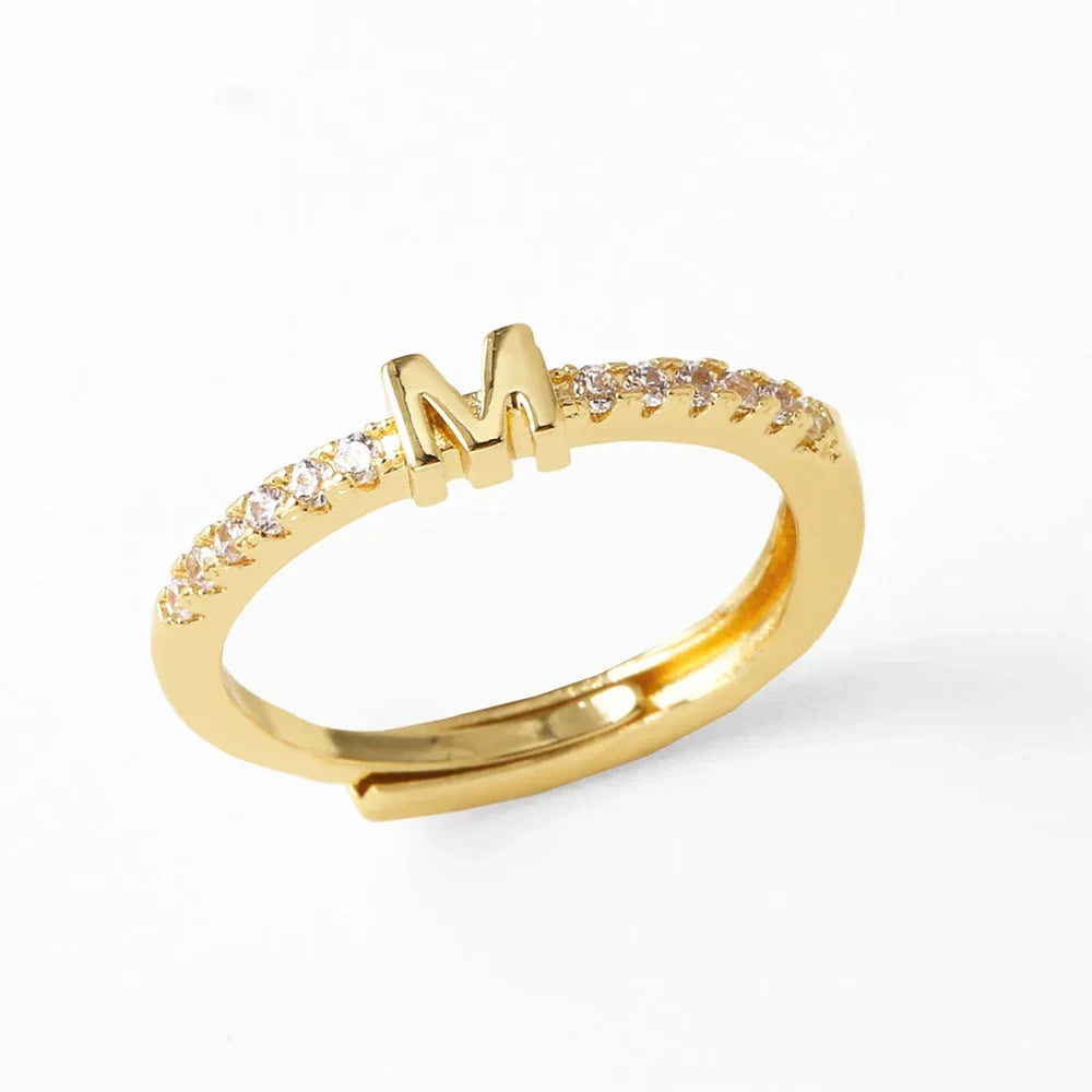 Anillo ajustable con inicial para mujer - letra 