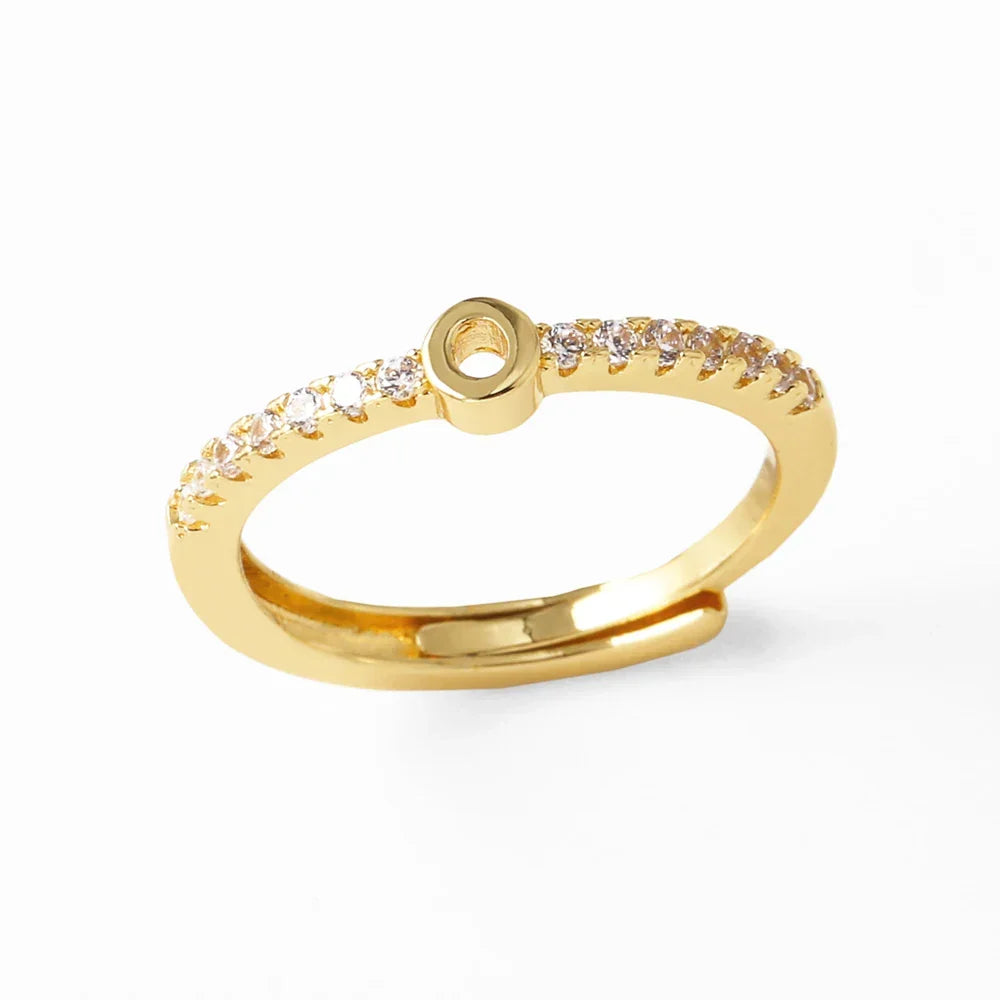 Anillo ajustable con inicial para mujer - letra 