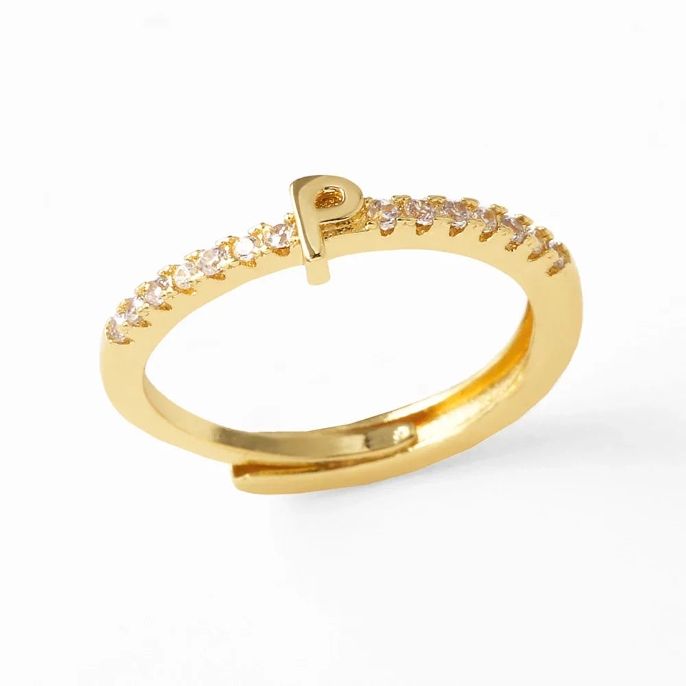 Anillo ajustable con inicial para mujer - letra 