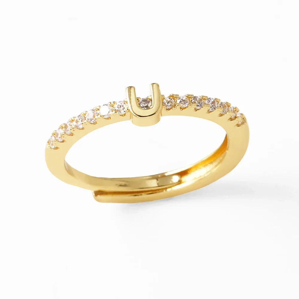Anillo ajustable con inicial para mujer - letra 