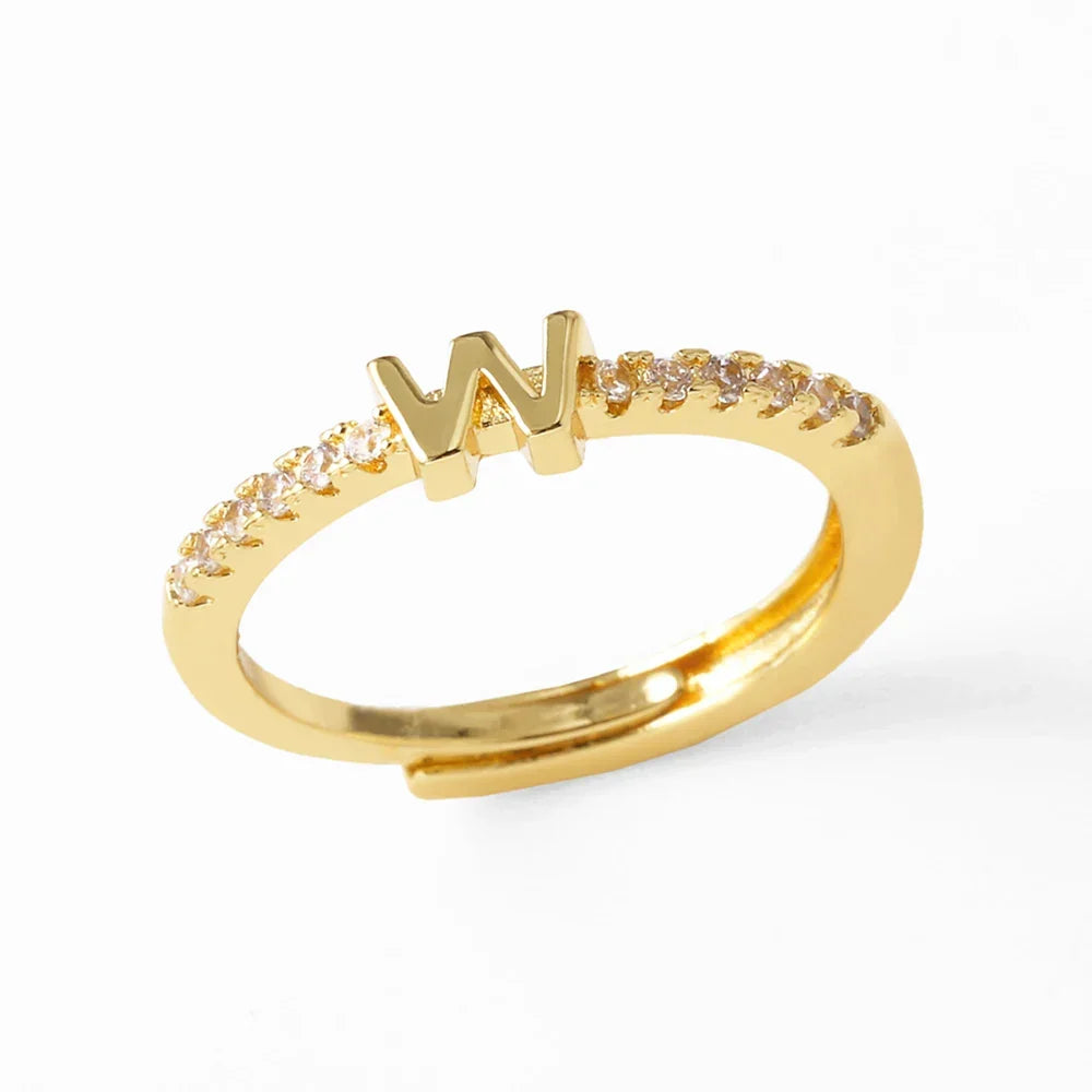Anillo ajustable con inicial para mujer - letra 