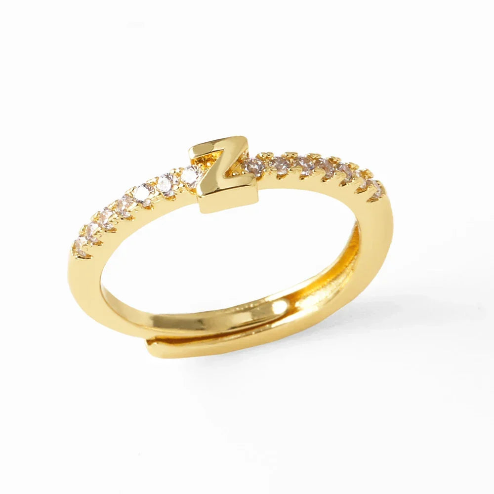 Anillo ajustable con inicial para mujer - letra 