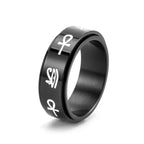 Egyptian Patterned Spinning Anti-Stress Ring Black