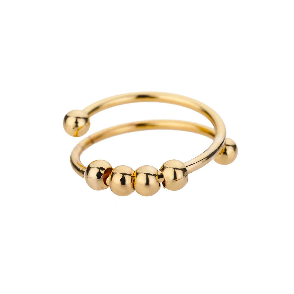 Anti-Stress Ring Band with Spinning Gold Beads