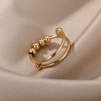 Anti-Stress Ring Band with Spinning Gold Beads