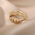 Anti-Stress Ring Band with Spinning Gold Beads