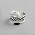 Bague Anneau Argentée avec Perle