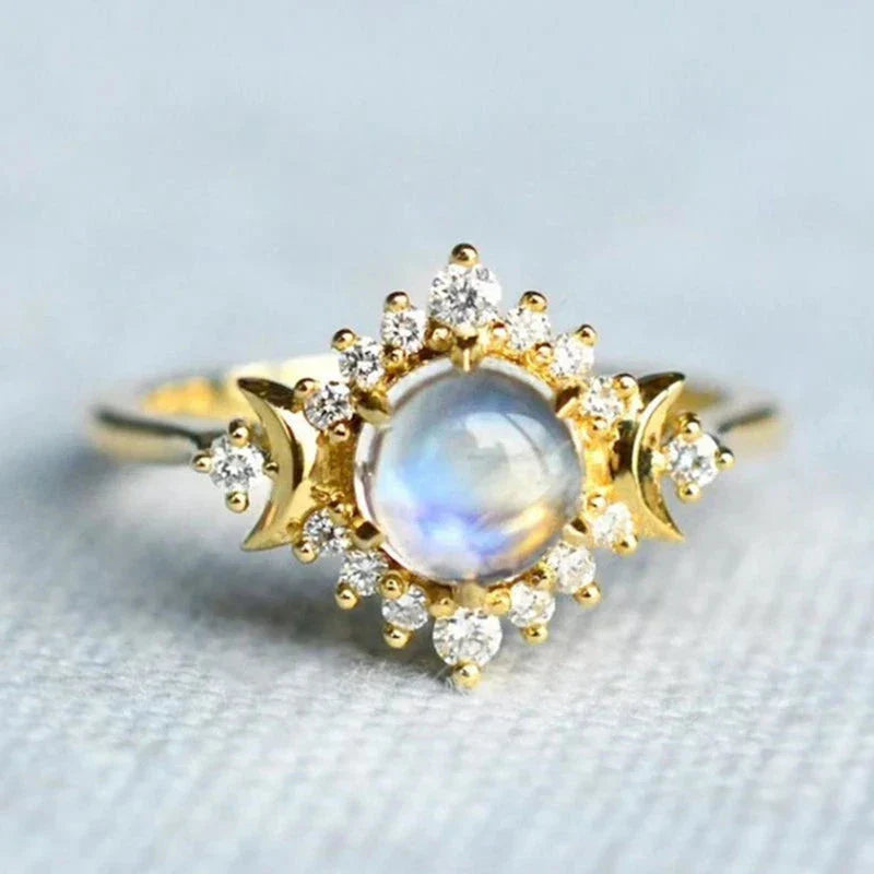 Bague Anneau avec Strass Pierre de Lune