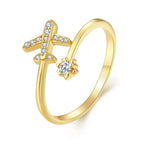 Bague Anneau Avion en Argent Véritable pour Femme or