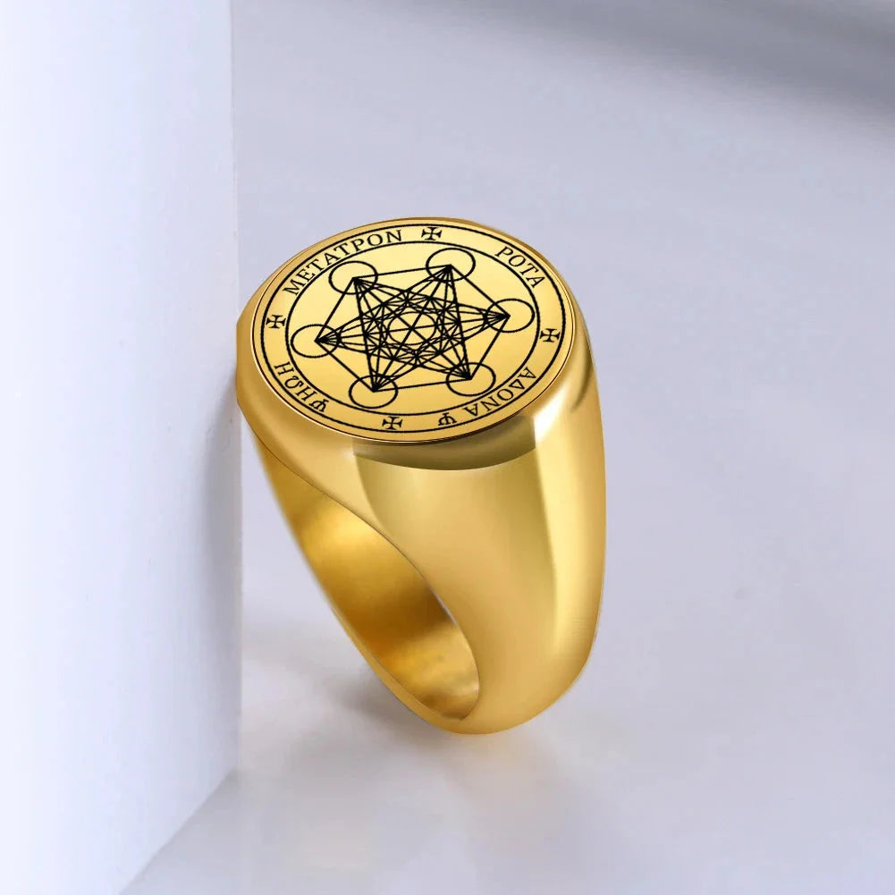 Bague Anneau Cube de Métatron or b