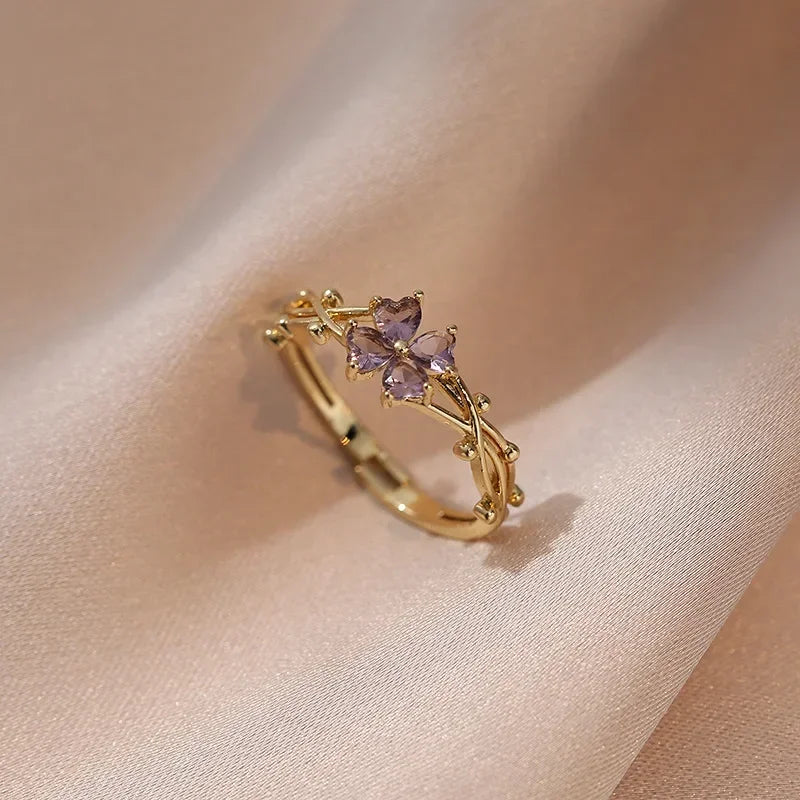 Fine Flower Zircon Ring Band