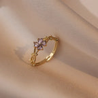 Fine Flower Zircon Ring Band