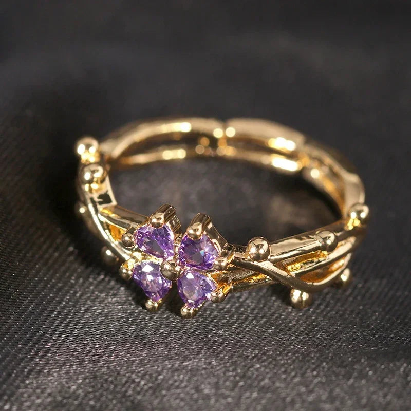 Fine Flower Zircon Ring Band