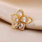 Anillo Flor de 5 Pétalos con Circonio blanco