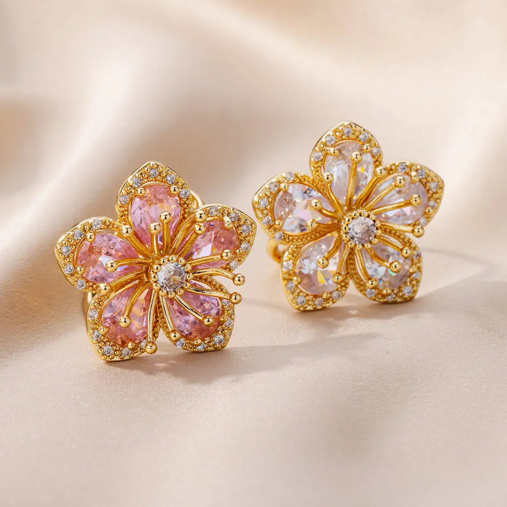 Anillo Flor de 5 Pétalos con Circonio blanco