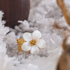 White Flower Band Ring