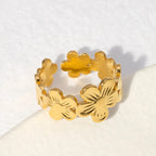 Golden Flower Band Ring