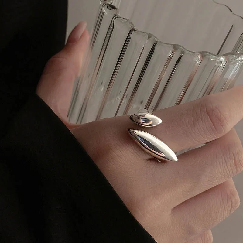 Silver Water Drop Ring Band