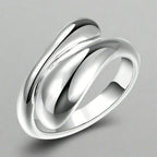 Silver Plated and Hollow Water Drop Band Ring
