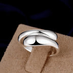 Silver Plated and Hollow Water Drop Band Ring