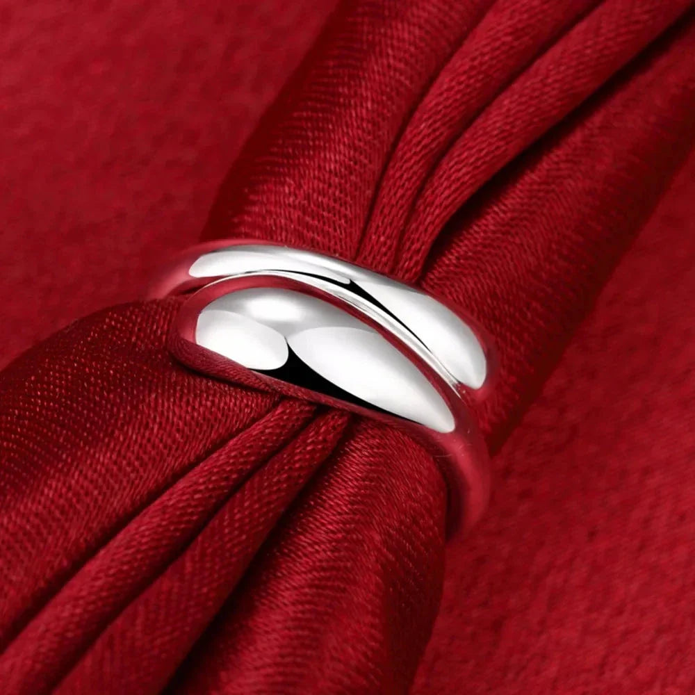 Silver Plated and Hollow Water Drop Band Ring