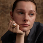 White Pearl Water Drop Ring Band gold