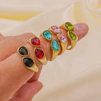 Anillo Gota de Agua Perla de Color azul claro