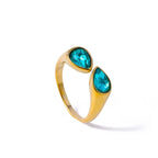 Anillo Gota de Agua Perla de Color azul claro