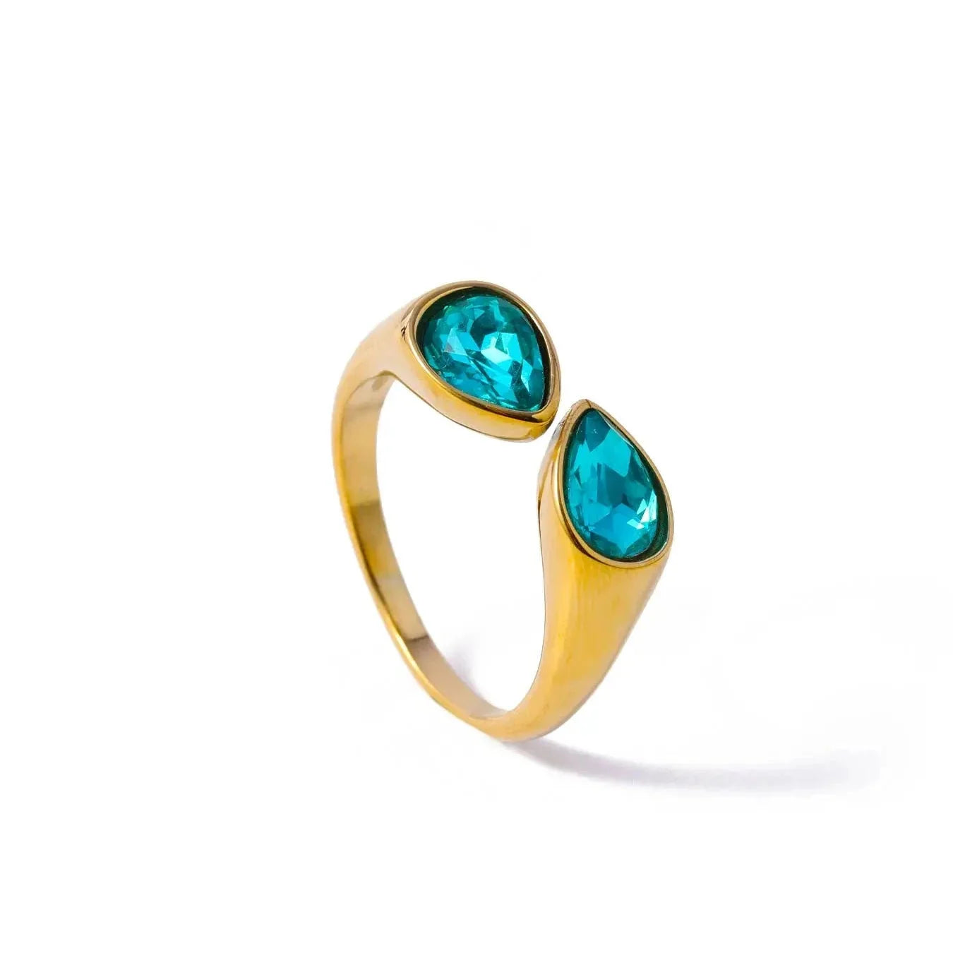 Anillo Gota de Agua Perla de Color azul claro