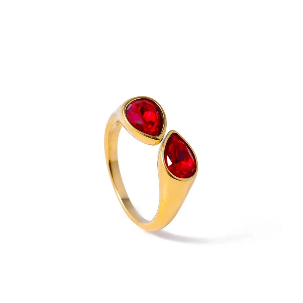 Anillo Gota de Agua Perla de Color rojo
